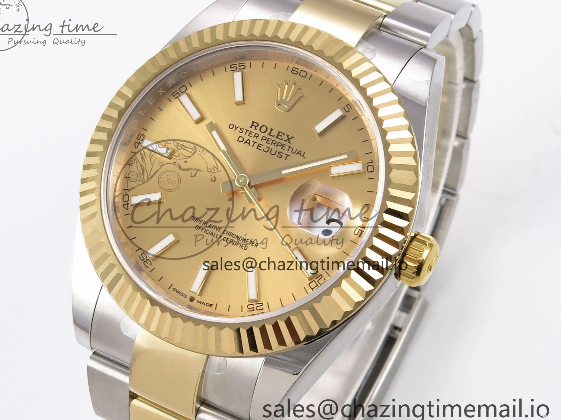 0506 DateJust 41 126333 EWEF Best Edition YG Stick Dial on SS YG Oyster Bracelet A Durable 971